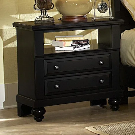 Night Stand with 2 Drawers and Open Shelf